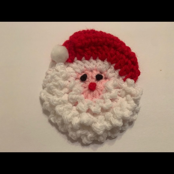 Christmas Santa Face Five Vintage New Ornament Handmade Crochet - Picture 8 of 9